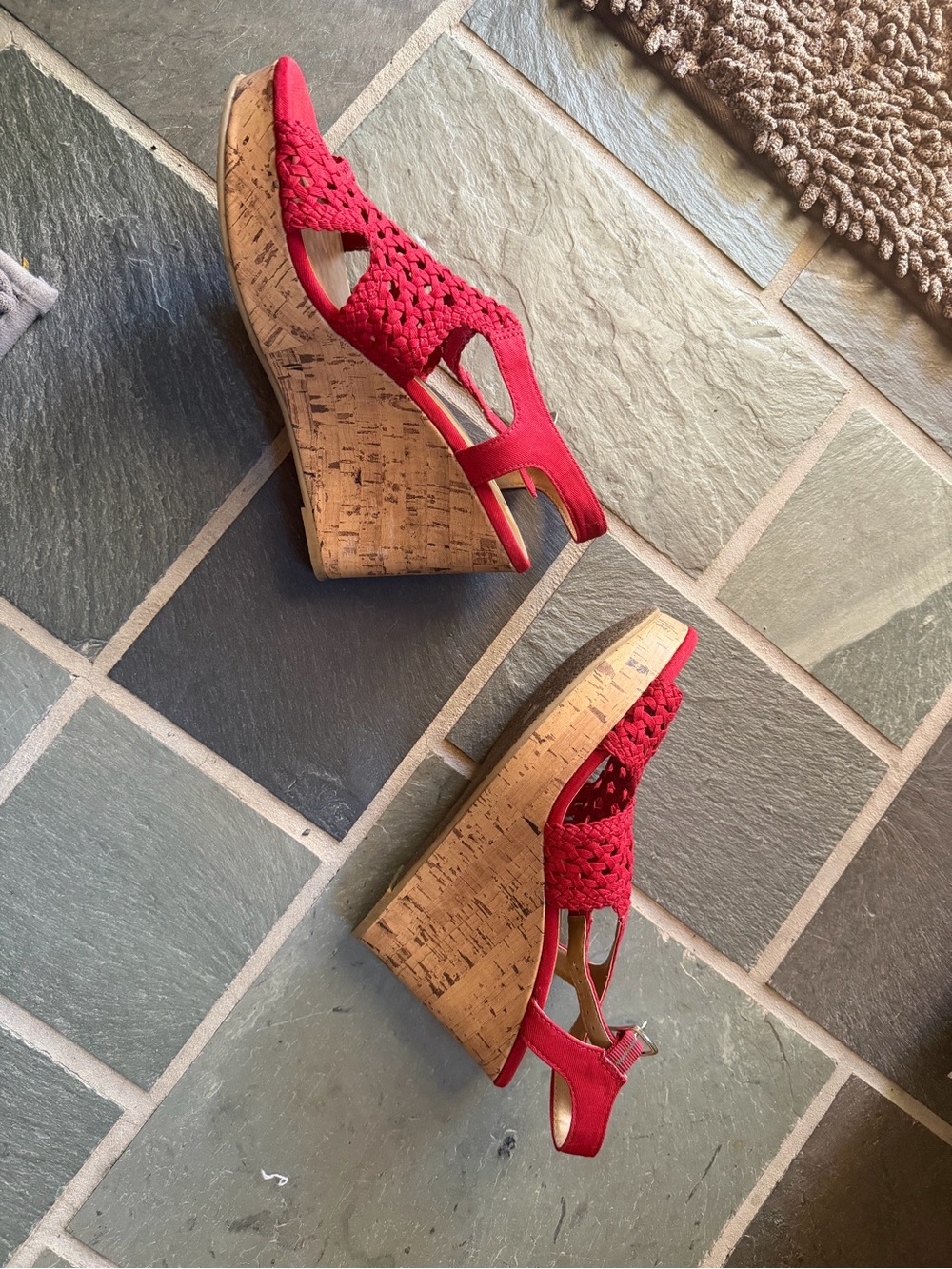 Kohl's Red Woven Cork Wedge Sandals - Women's